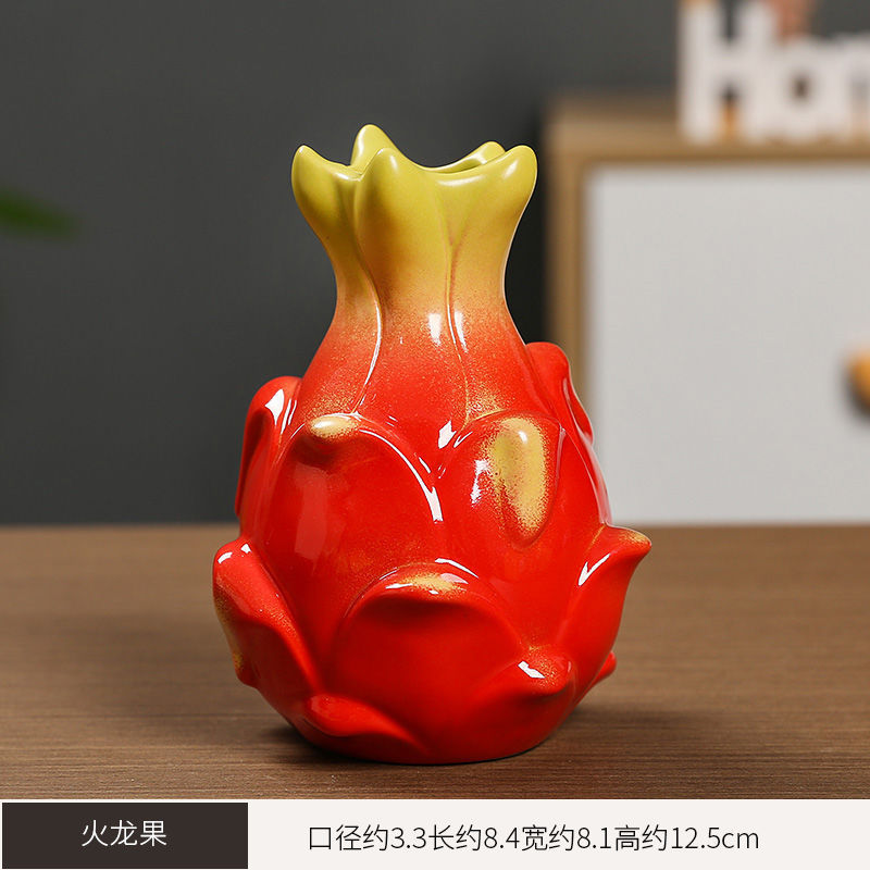ドラゴンフルーツオレンジグリーン植物銅貨草ポトス造花花瓶リビングルームオフィスデスクトップセラミック水耕フラワーデバイス|undefined