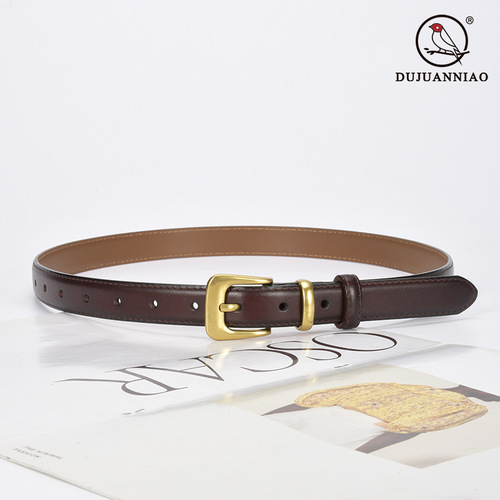 Belt for women, genuine leather, fashionable, simple, versatile, decorative, black trousers, thin belt, women's suit, Korean style jeans belt