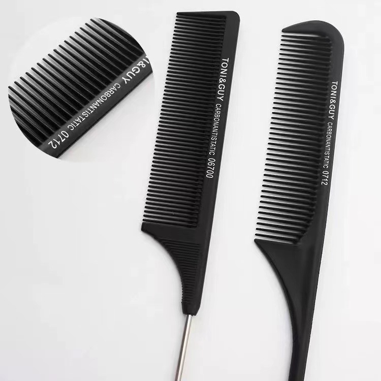 Toni cubierta fibra de carbono peine de plástico punta de cola de cabello salón de peluquería estilo de peinado de acero de acero peine de corte de pelo