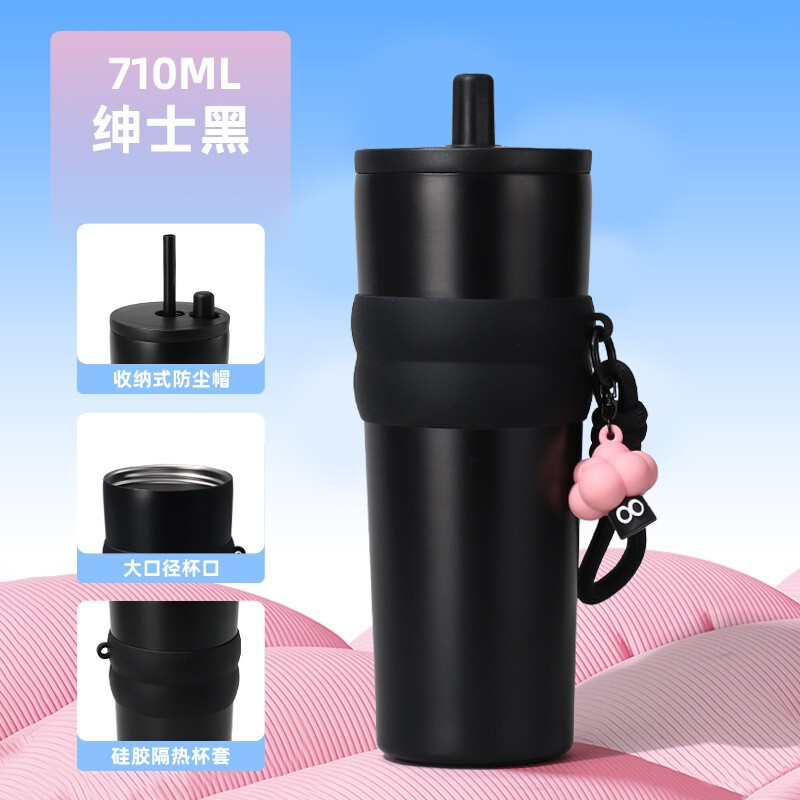 316吸管保温杯大容量水杯女生高颜值创意车载随行杯陶瓷咖啡杯子|undefined