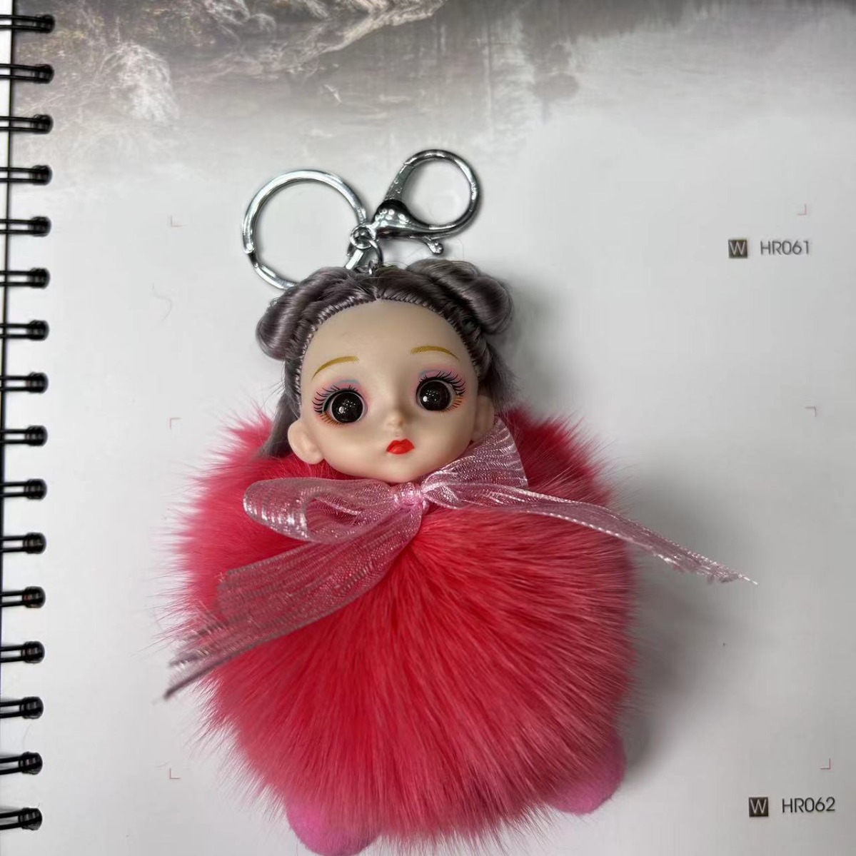 Muñeca de pelo de zorro verdadero llavero de automóvil colgante lindo muñeca peluche bolso colgante regalo pareja