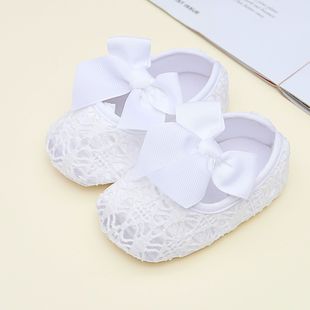 0-12 Months Baby Girl Shoes Princess Shoes Soft Sole Baby Shoes Summer Breathable Bow Non-Falling Shoes Black Mesh
