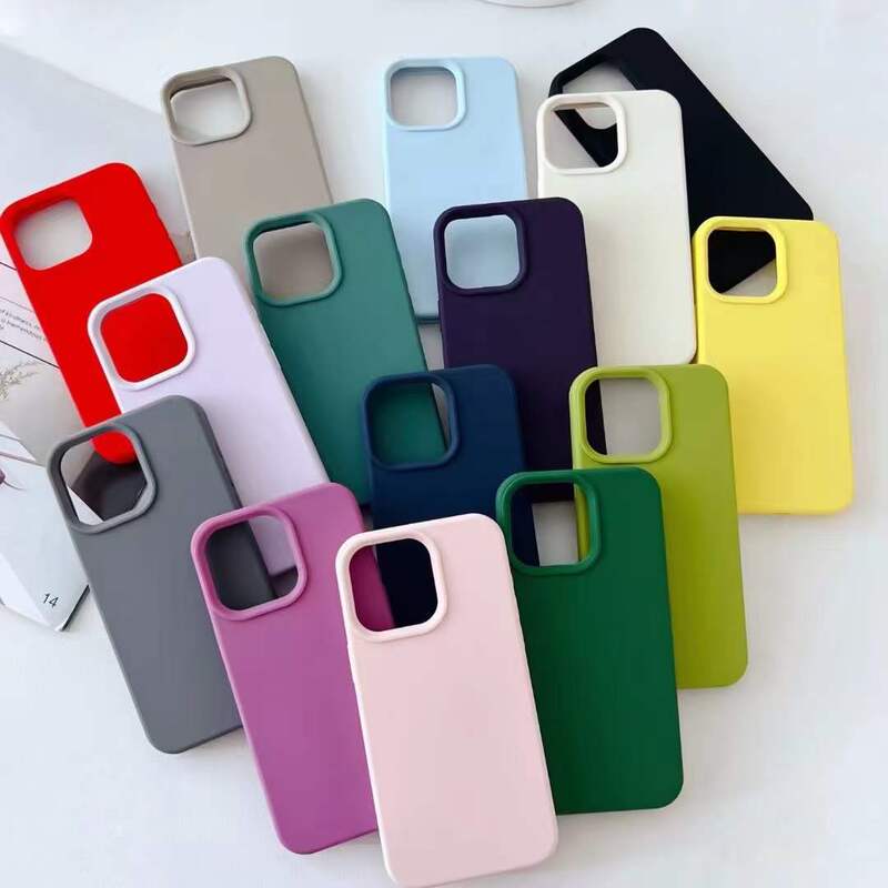 High-End Silicone Case for Apple 17 Pro Phone Case 15 Plus High Quality with Label 16 Large Hole Skin-Feel Protective Cover