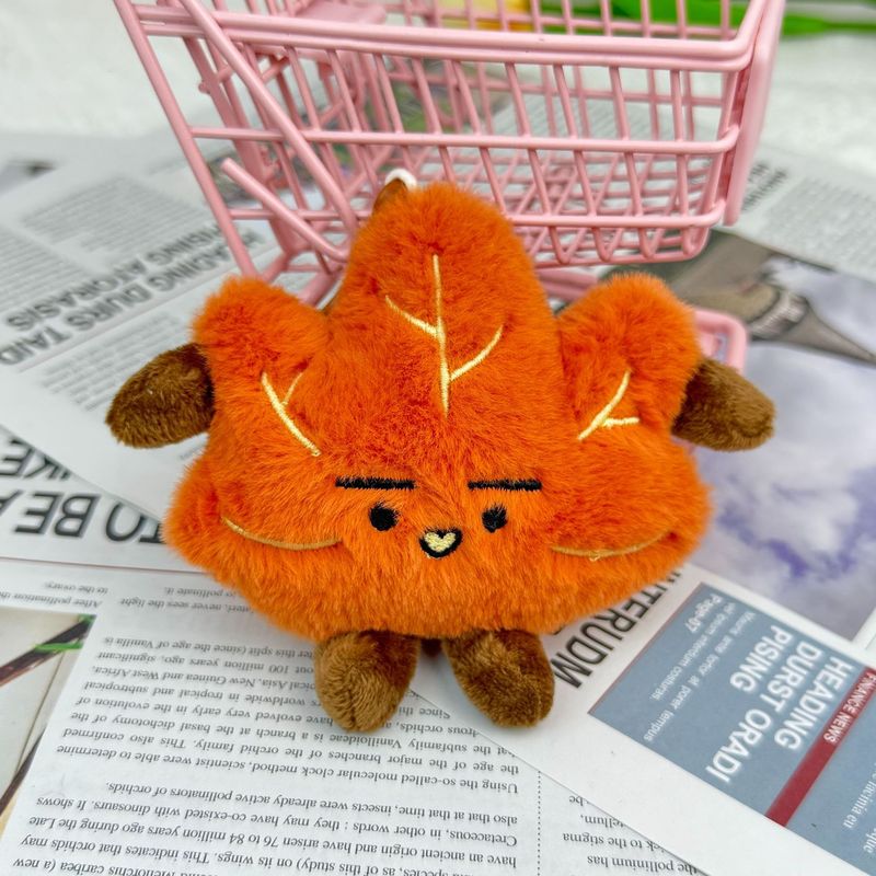 新品可爱树叶毛绒挂件挂件猫咪毛绒玩具卡通小枫叶秋冬造型钥匙扣|undefined
