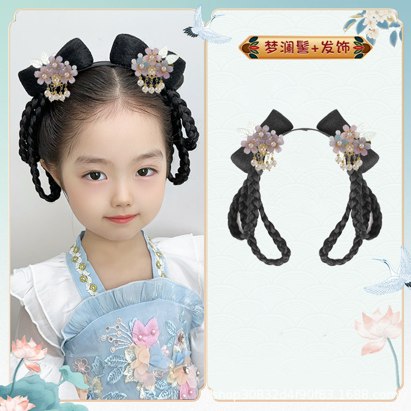 Menglan 번 + 보라색 체리 헤어 액세서리 한 쌍