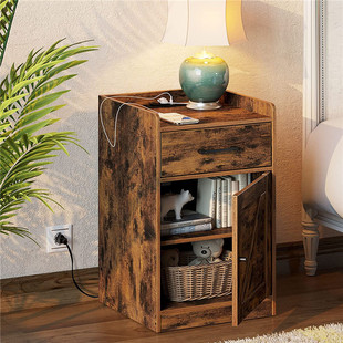 Bedroom Furniture Bedside Table with Socket Wooden Cabinet Cross-border Supply Sofa Side Table Side Table Panel Furniture Storage Cabinet