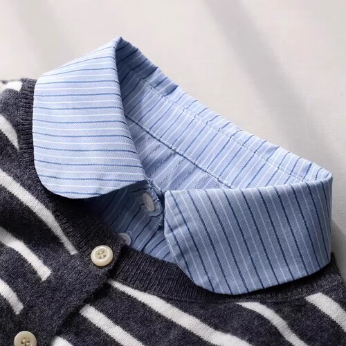 Anti-wrinkle blue and white striped fake shirt 2025 new professional wear inner collar for women casual versatile fake collar