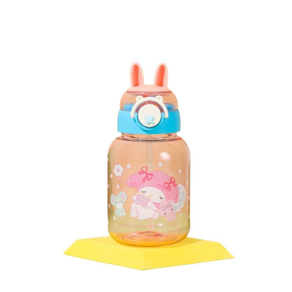 Nueva taza de plástico para niños en forma de conejito - Alto valor estético, taza de paja para estudiantes linda, taza de mensajero portátil para exteriores