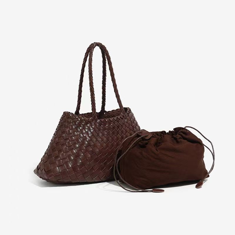 Dragon Woven Bag 2025 French Style Market Basket Cowhide Leather Retro Artistic Versatile Women's Handbag & Crossbody Bag - Thumbnail 2
