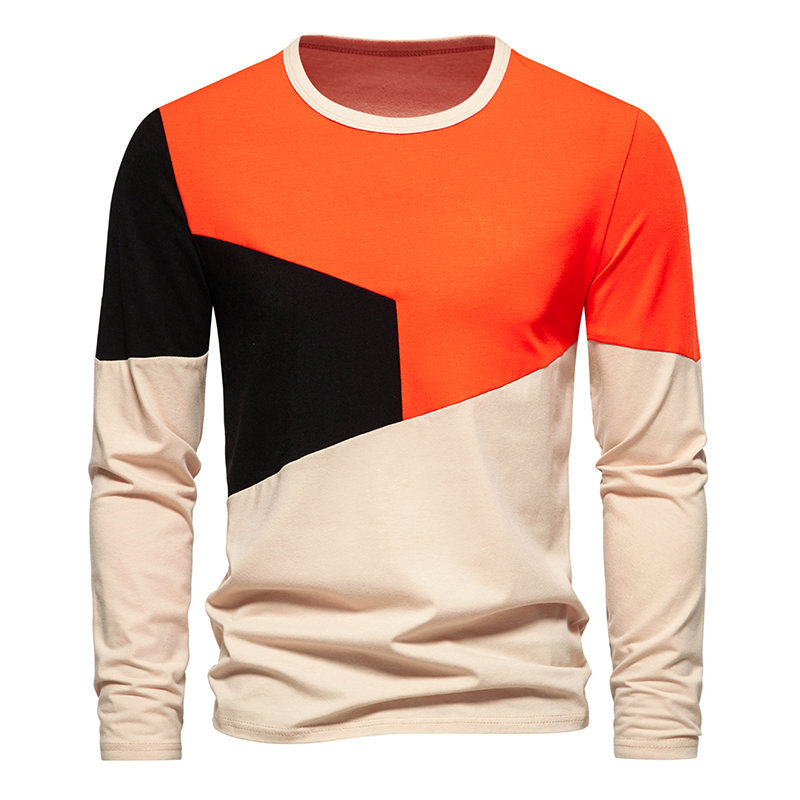 Herr t-shirt med lång ärm rund hals höst vinter stil mode_voghion.com