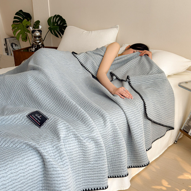 All-cotton towel blanket for student nap, thin summer quilt, pure cotton sofa air conditioning blanket, office shawl cover