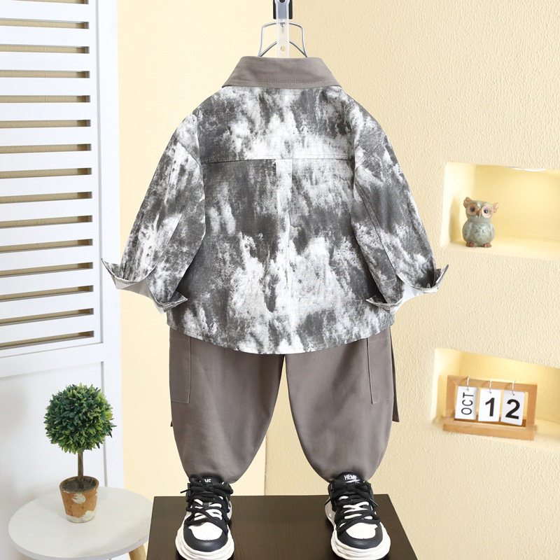 7104 Camisa de primavera para niños Traje de primavera y otoño Camisa coreana para niños de moda 2025 Chaqueta nueva ropa de bebé