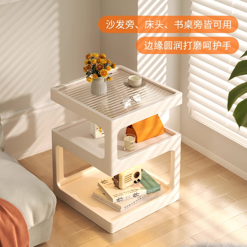Estante junto al sofá Estante de vidrio de madera maciza Estante de piso a techo Gabinete de almacenamiento de esquina de la sala de estar Zhao Zhai Cabinet de artículos diversos