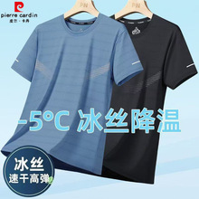 卡丹夏季款冰丝短袖T恤速干透气休闲运动薄款圆领百搭上衣服
