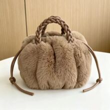 新毛绒包包仿兔毛可爱南瓜包手提女士包秋冬云朵软萌气质肩斜挎包
