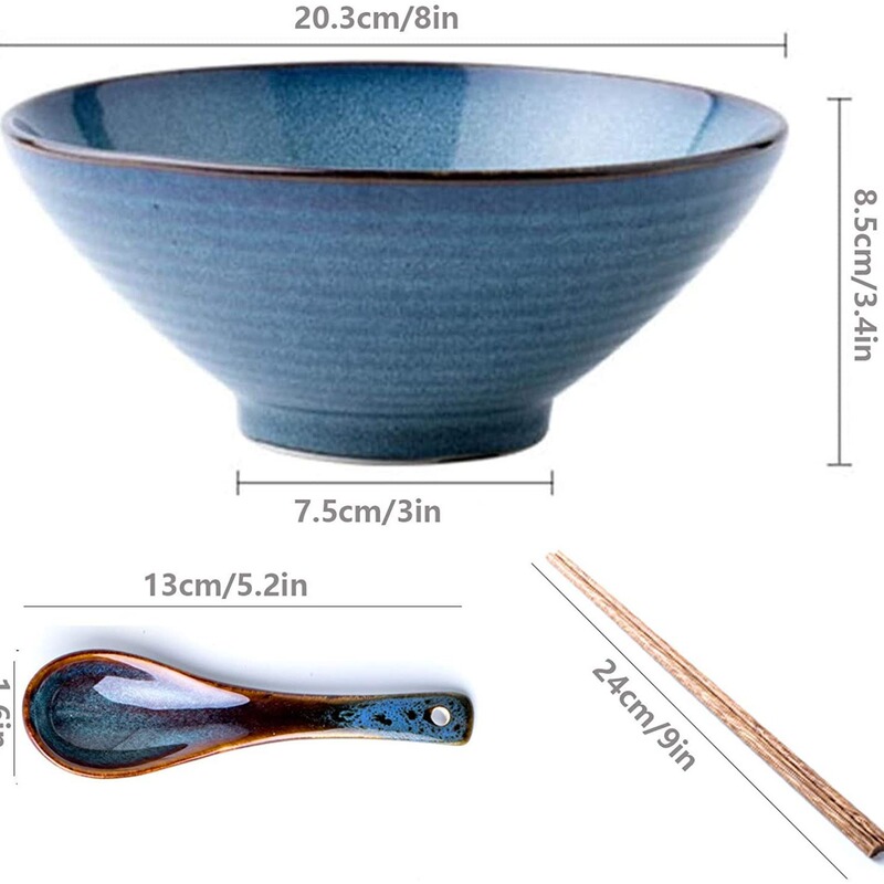Japanese Style Noodle Bowl Household Large Ceramic Bucket Bowl 8 Inch Noodle Restaurant Noodle Ramen Eating Soup Bowl Japanese Style Set