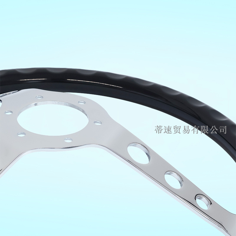 Factory Direct Sales Car Modification Glossy Black Round Hole Steering Wheel 15inch Electroplated Universal Racing Steering Wheel 380mm