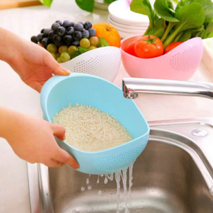 Kitchen Rice Washing Wash Rice Sieve Leakage Plastic Rice Washing Basin Basket Supplies Draining Basket Vegetable Washing Basket Vegetable Washing Basin Fruit Basket
