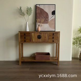 Retro Old Elm Wood Case B&B Hotel Home Entrance Cabinet Wall Storage Locker Weathered Cabinet Bucket Cabinet