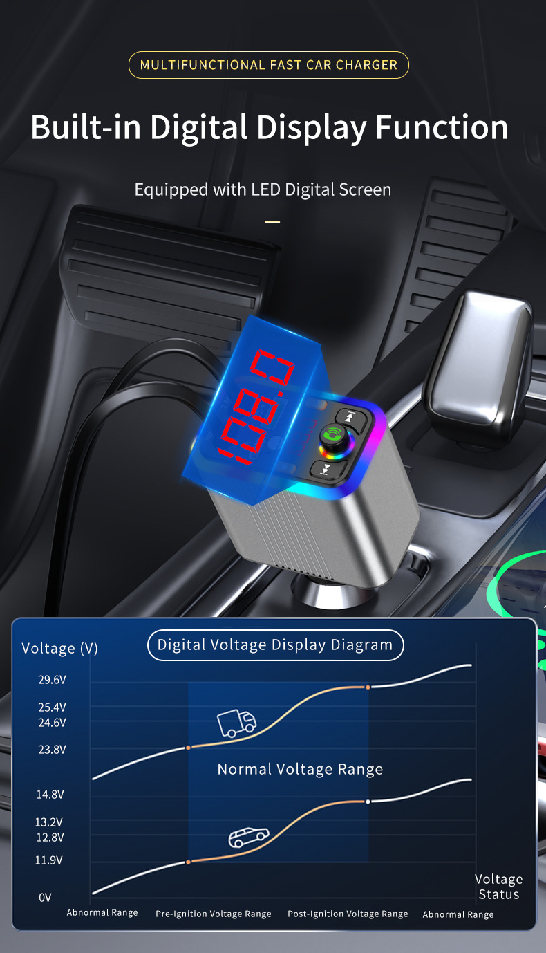 New car Bluetooth MP3 player with aluminum alloy shell, car charger, FM transmitter, hands-free calling, cross-border manufacturer supply