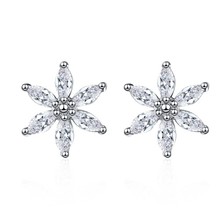 韩国风 可爱气质镶钻冰花耳钉女ins欧美简约时尚水晶玻璃女款耳坠