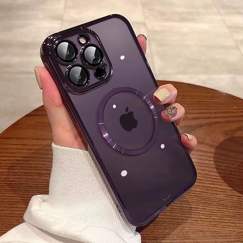 Tapón antipolvo de carcasa suave púrpura oscuro magnético con película de lente owl