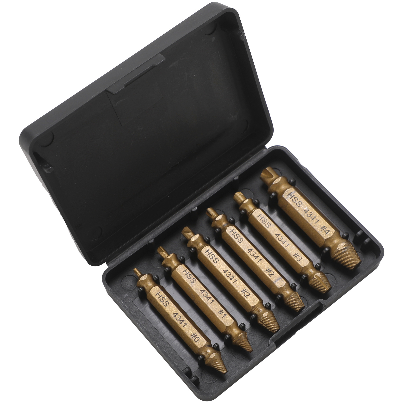 新料 金色6支装4341螺丝取出器 HSS材质断头螺丝取出器取钉器盒装