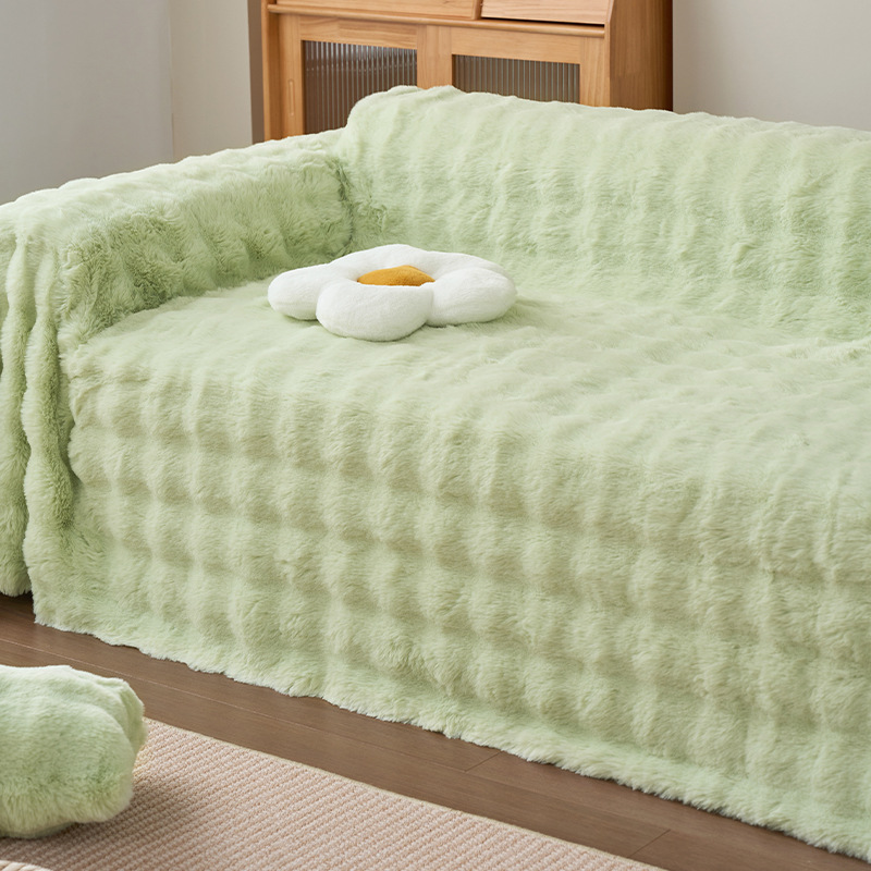 Toalla de sofá de peluche de color sólido gruesa tela de cubierta antideslizante a prueba de garras de gato cubierta de sofá de una sola pieza cojín de sofá