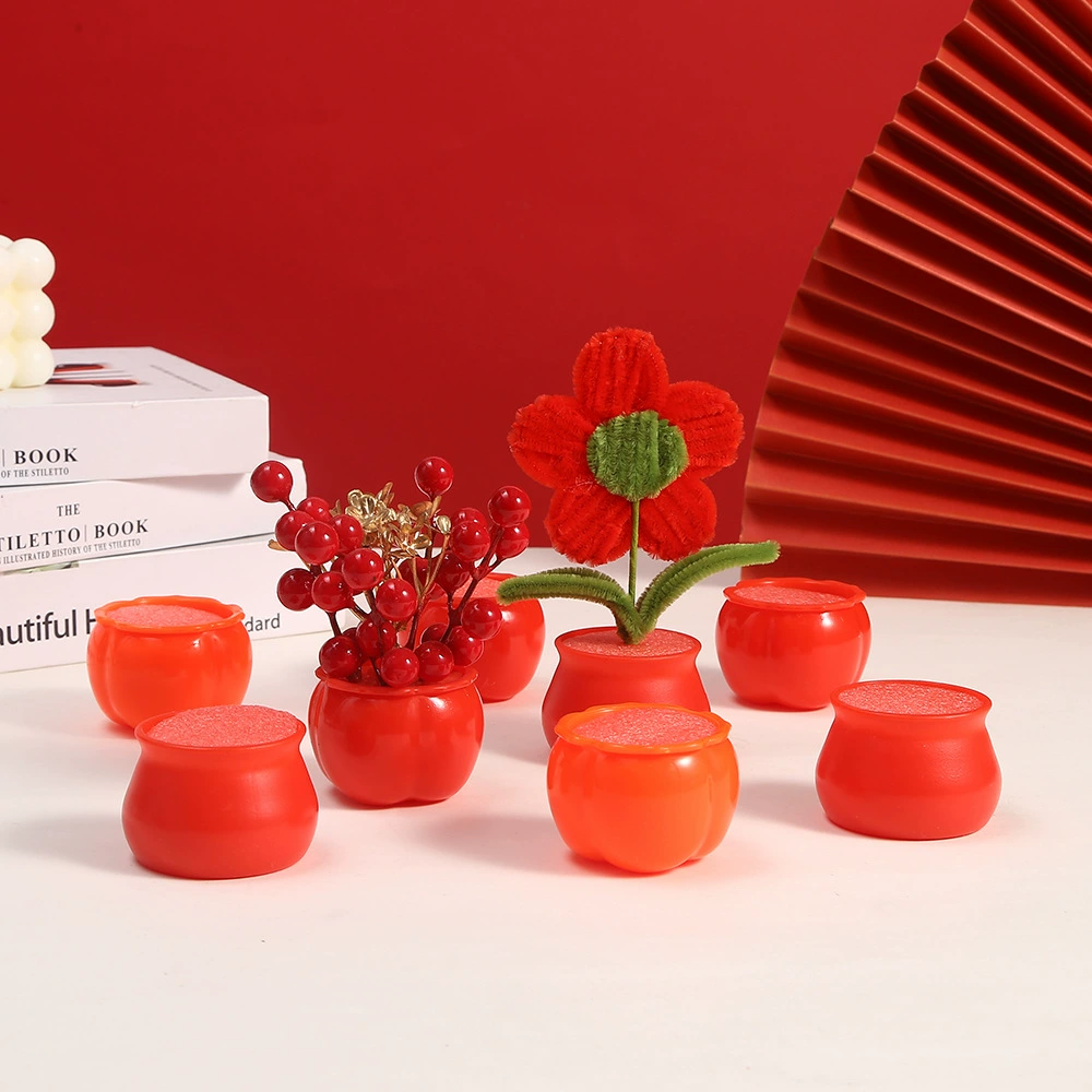 Ручная шерстяная пряжа скручена новогодняя мини-хурма цветочная композиция свадебный отель украшение праздничный пластиковый маленький цветочный горшок