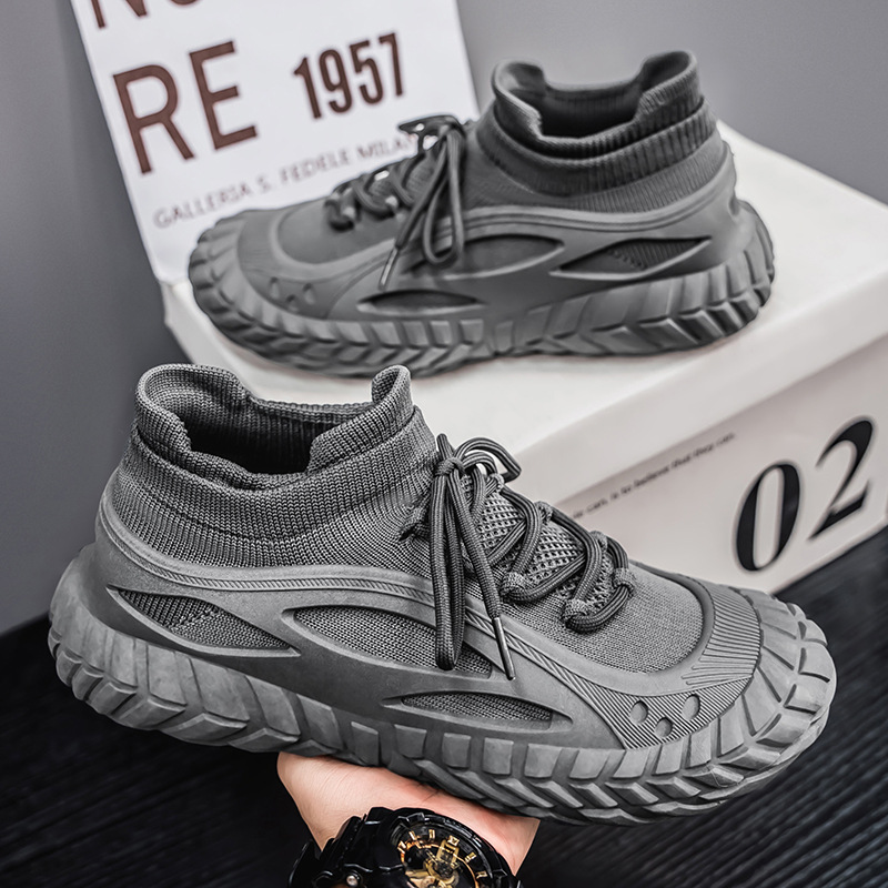 Zapatos de hombre 2025 nueva primavera textil transpirable mesh casual hombre ligero zapatos deportivos de suela gruesa calcetines zapatos de boca