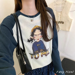 021慵懒风圆领卫衣女秋季新款薄款宽松韩版oversize女式上衣bf