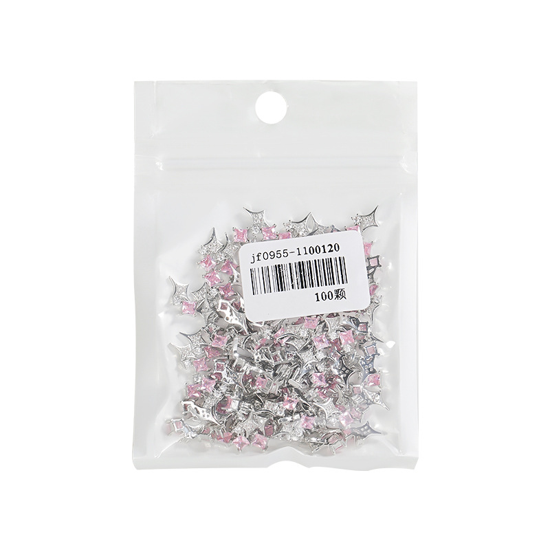 Joyería de uñas diamante estrella caliente aleación circón luz lujo flash cuatro Awn estrella diamante tridimensional decoración de uñas al por mayor