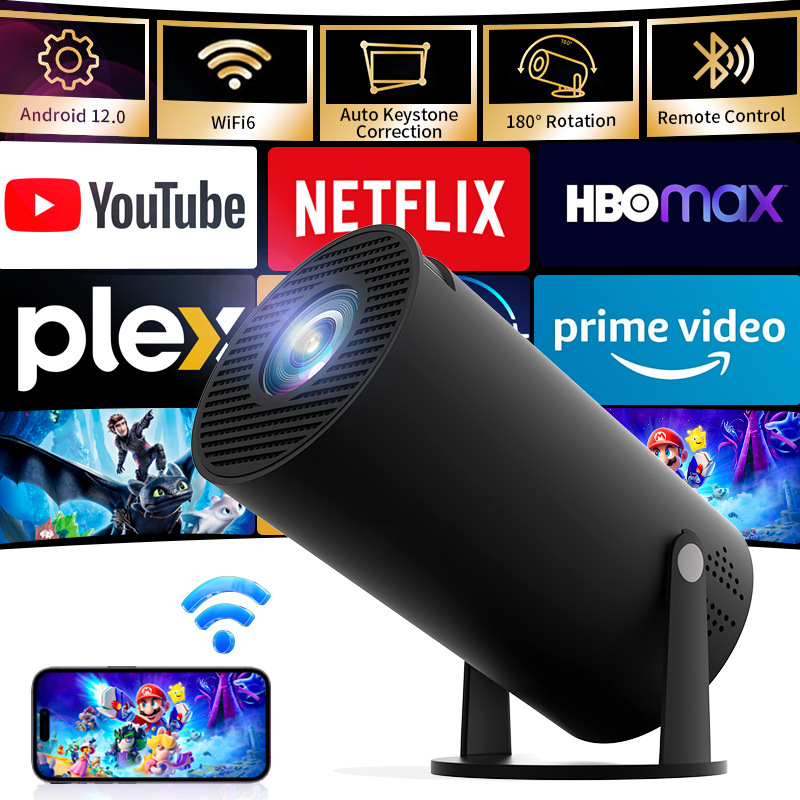 Cross-Border New Hy300 High-Definition Projector Home Bedroom Wall Projection Smart Portable Dormitory Barrel Projector