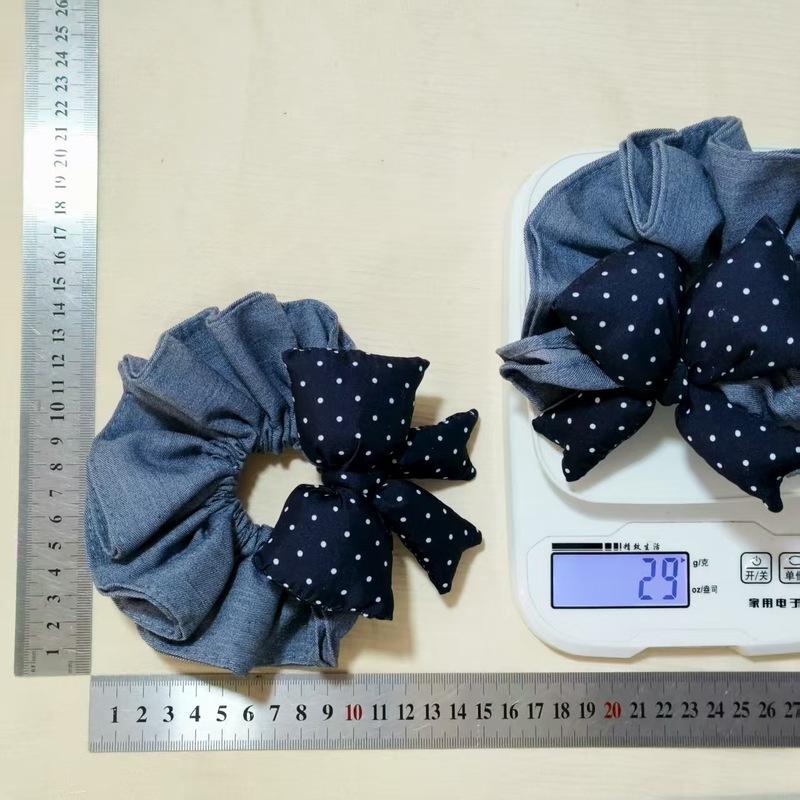 韩系枕头海绵蝴蝶结发圈女牛仔布艺发绳时尚气质头绳甜美发饰皮套|undefined
