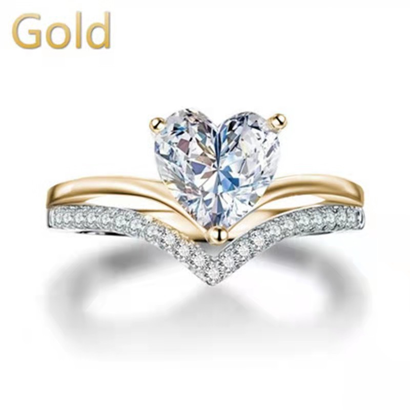 Festival Occasion Alloy Material Heart Shape Pattern 1 Piece Heart Shape Rings Alloy Zircon Women'S Glam Rings