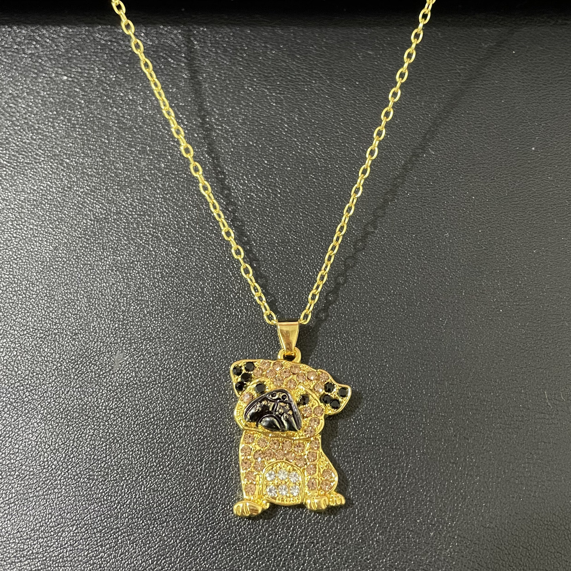 Women's Gender Cute Dog Artificial Crystal Zinc Alloy Cable Chain Pendant Necklaces Wholesale