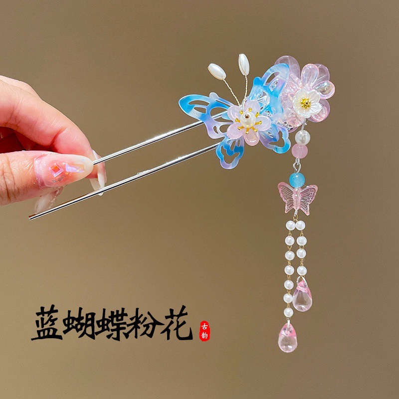 Nuevo estilo chino flange flores alfileres de cabello de alta calidad mujer cabeza trasera alfileres de cabello chino cheongsamos alfileres de cabello tocado