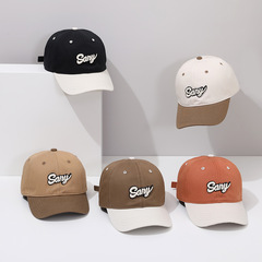 立體英文SANY鴨舌帽韓版男女童拼色棒球帽春秋新款遮陽帽兒童帽子