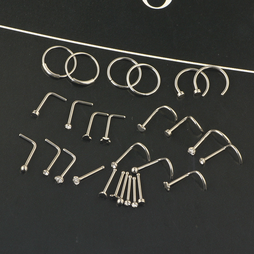 Stainless Steel Geometric Nose Stud Set - Body Piercing Jewelry Accessories Nose Ring Kit detail image 7
