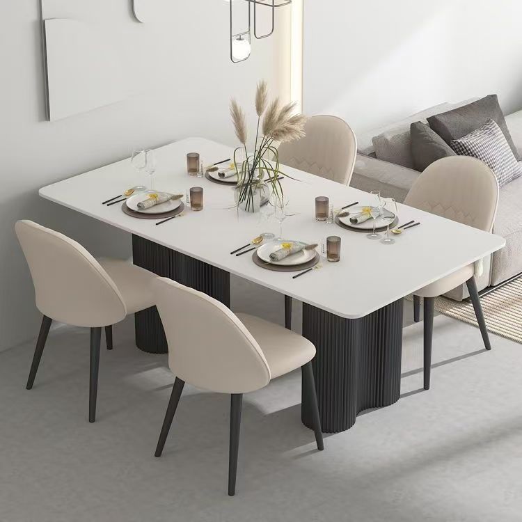 Minimalist Slate Rectangular Dining Table and Chair Combination for Small Apartments, Modern Simple Light Luxury Internet Celebrity Dining Table for Home Use