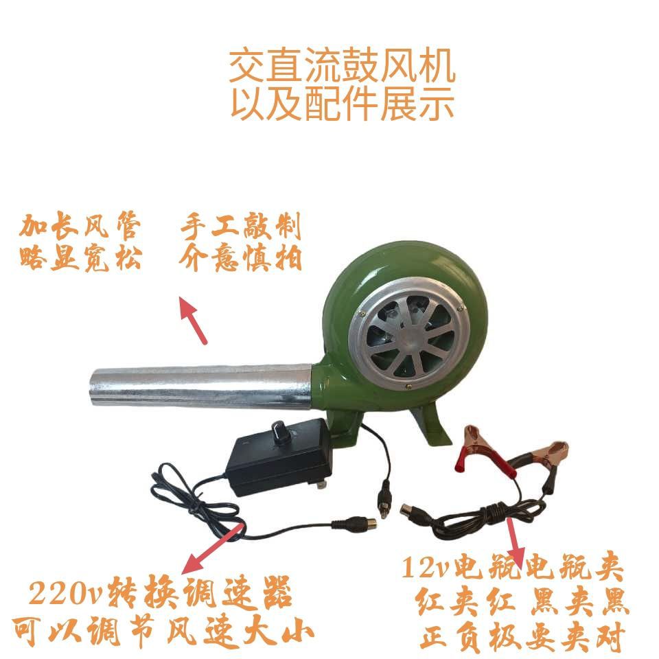 12V Blower for Outdoor Barbecue, Battery-Powered, Household Use, Adjustable Speed, 12V/220V Dual-Use, Small Dc Blower