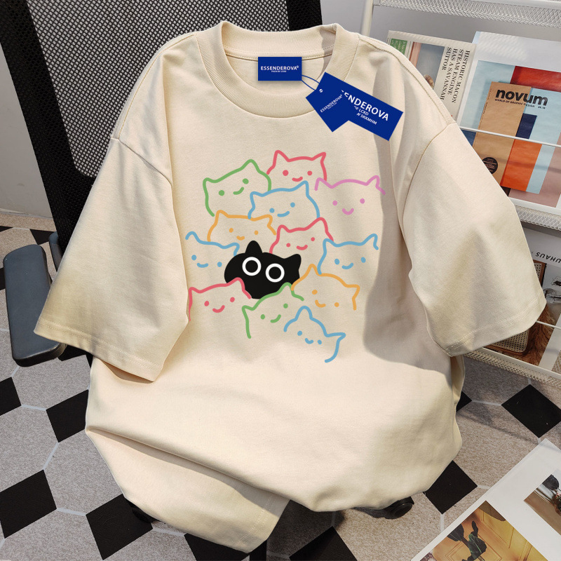 綿100% アメリカンデザイン 楽しいプリント 半袖 レディース カジュアル Tシャツ 夏 インズ トレンド ゆったり スリム トップス|undefined