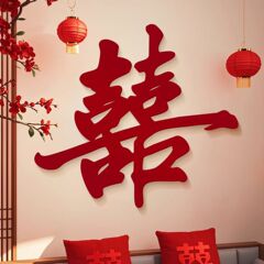 结婚书法大喜字贴婚房布置客厅卧室门窗户囍字大门院子装饰用品