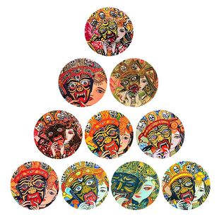 Xizang Hand-painted Gold Tang Khazakiram Past Life and Present Time Gem Glass Patch Soft Magnetic Refrigerator Sticker