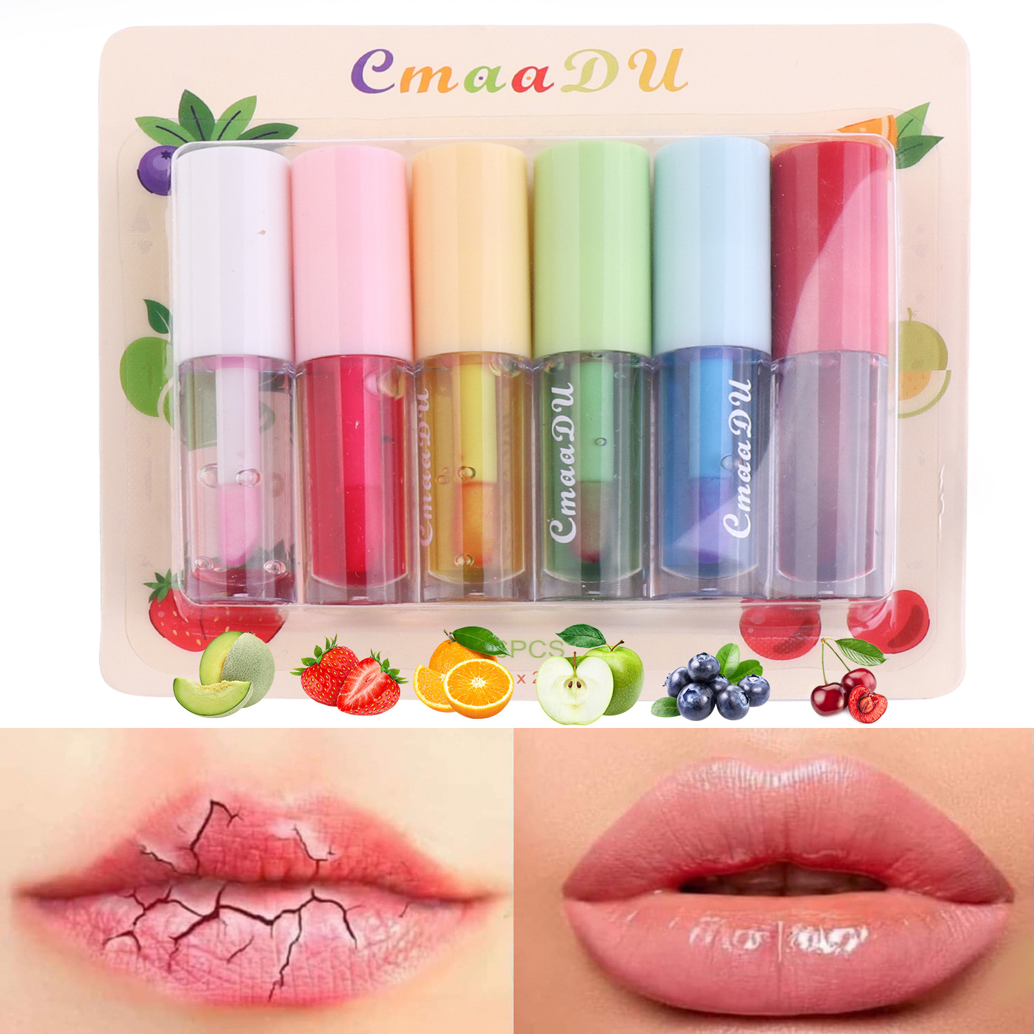 Check it out! Link Disclaimer - For export only :CmaaDu 6-pack Fruit-Flavored color-changing Lip Gloss Application Scenario