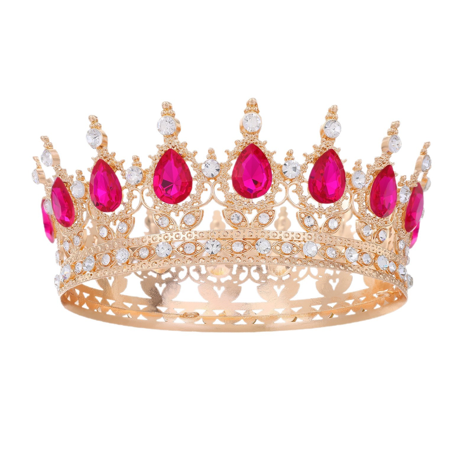 Barroco transfronterizo corona redonda cabeza de novia europea regalo de cumpleaños barroco corona redonda joyas para el pelo