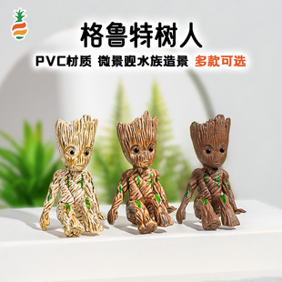 Creative Pvc Groot Tree Man Aquarium Micro Landscape Decoration DIY Craft Submersible Ornament Fluorescent