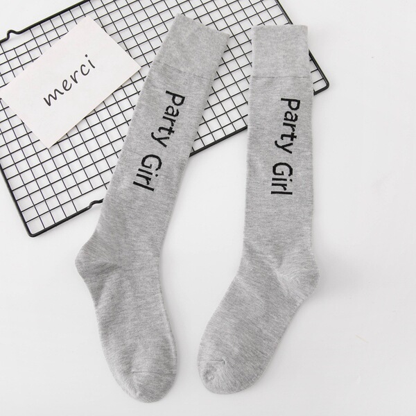 2024 Spring and Autumn New Letter side calf socks women's socks street fashion socks mid-length Korean style preppy style women's socks