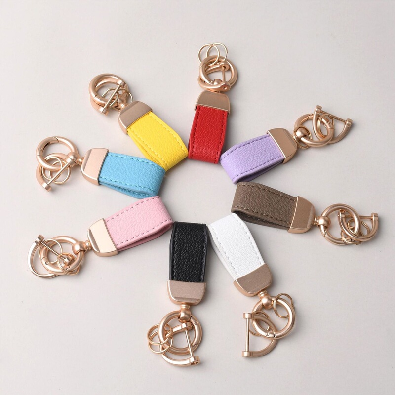 French Short Lambskin Car Keychain High-end Goat Pattern Leather Keychain Cute Pendant Gift for Women