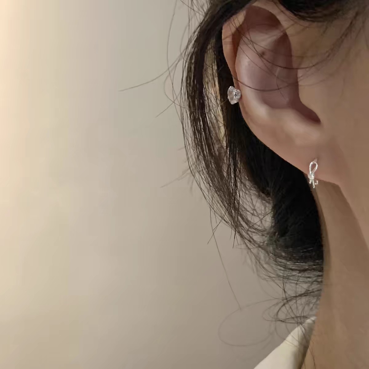 새로운 활 귀 버클 여자 잠자는 웨어러블 귀걸이 미니멀리스트 우아한 틈새 하이 엔드 올 매치 이어 링